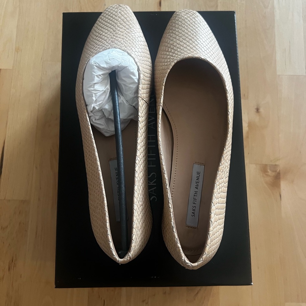 Creme snake flats- Saks Fifth Ave